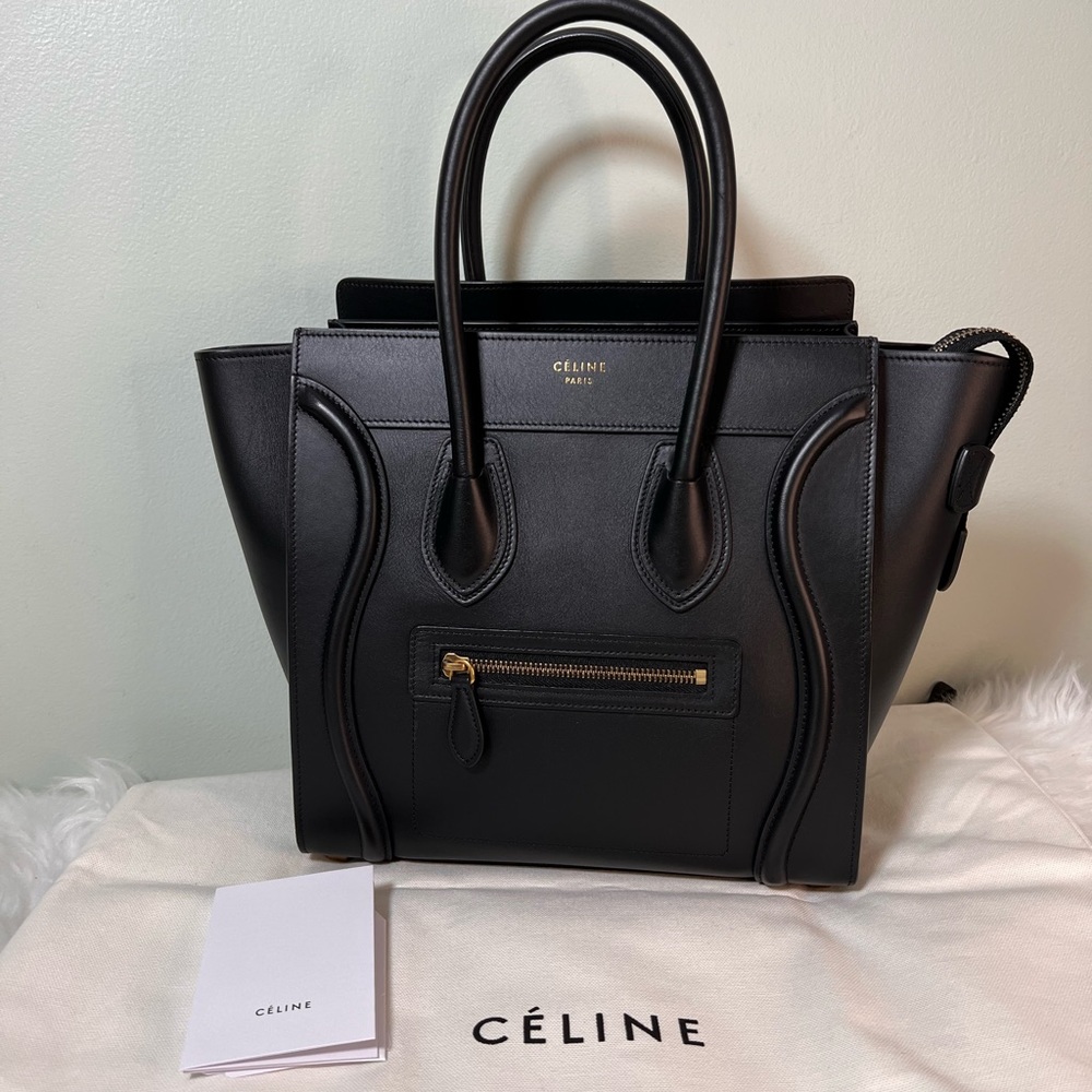 Celine NANO LUGGAGE BAG IN DRUMMED CALFSKIN
BLACK